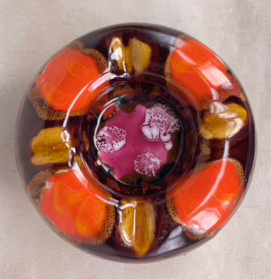 Thumbnail: Vintage multi coloured ceramic glazed large bowl West German Vintage Ceramic