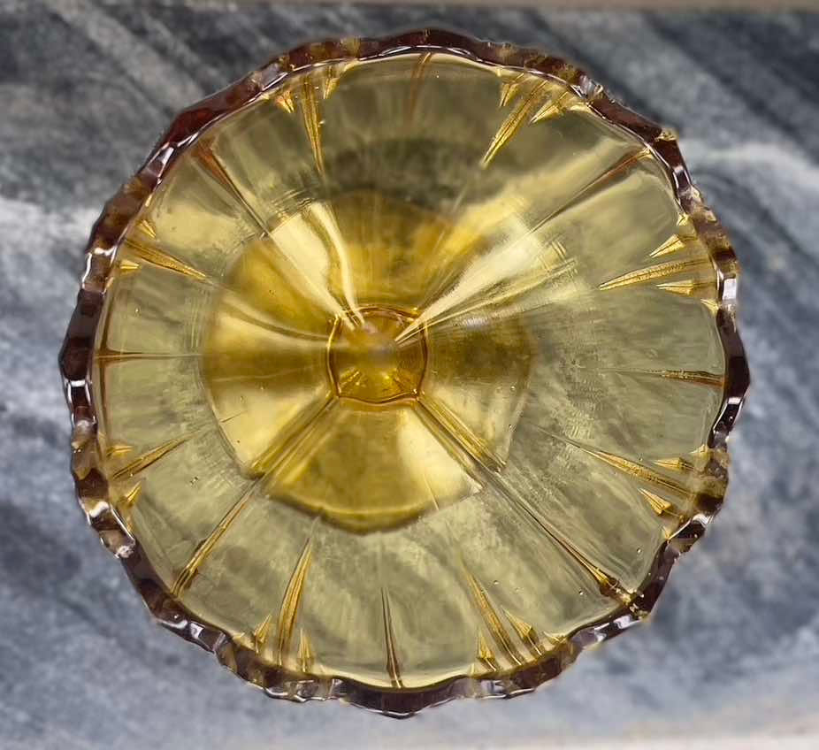 Thumbnail: Scalloped Edge Amber glass bowls sowerby, bagley and co, anchor hocking set, decorative amber tableware, 1930's glass bowls,