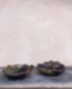 Vintage Japanese Pottery Iga Warw Shigaraki ware - Japanese ceramic bowls in the shape of leafs. c.1970's - Collectable piece