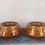 Thumbnail: Retro tea light candle holders in caramel amber glaze, signed Prinknash  rare pair vintage retro interiors c.1960's matching