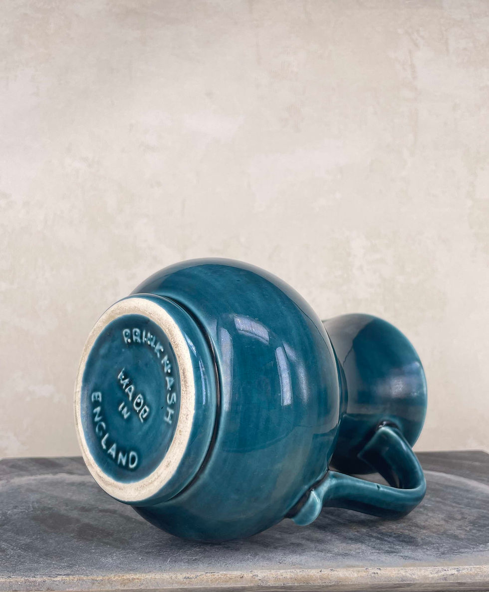 Prinknash jug, English Studio pottery, turquoise vase, vintage hand made pottery, 1960's ceramics, mid century ceramic jug.