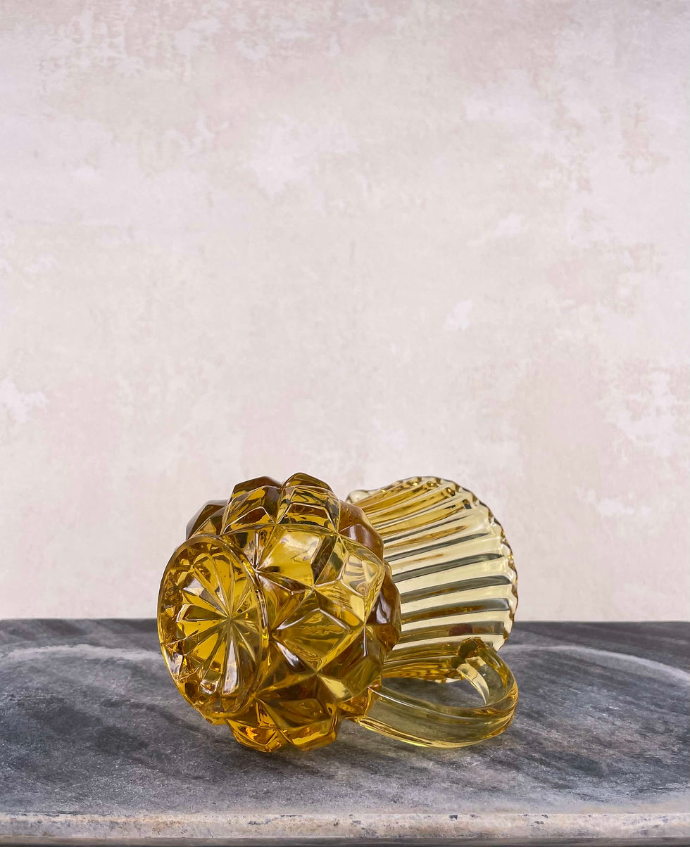 Thumbnail: vintage Bagley creamer, Vintage Bagley pitcher, Bagley thistle pattern, small amber jug