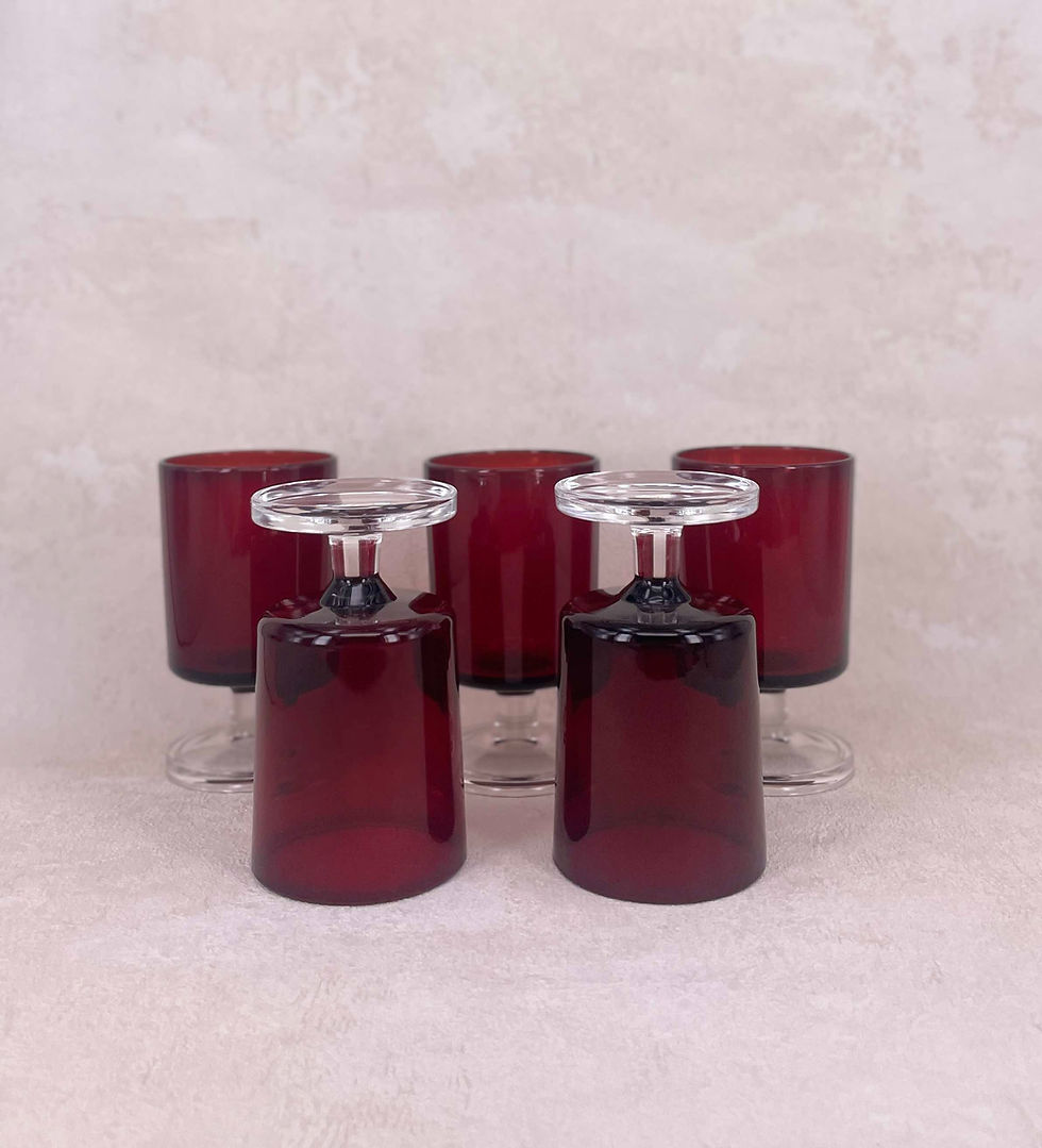 Vintage French Luminarc Water Glasses Signed - Set of 5, retro liqueur glasses, vintage barware.