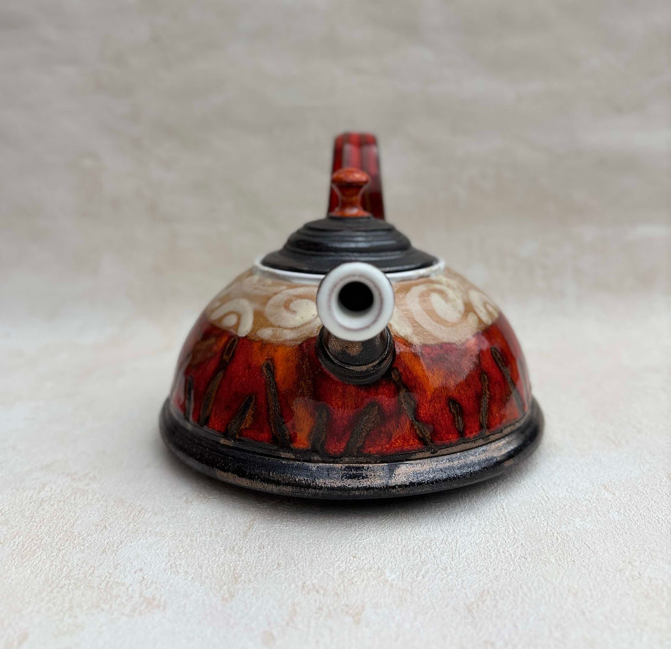 Thumbnail: Vintage  Handcrafted Ceramic Glazed Teapot - Studio Pottery teapot, collectable pottery, MCM decor, rustic interiors.