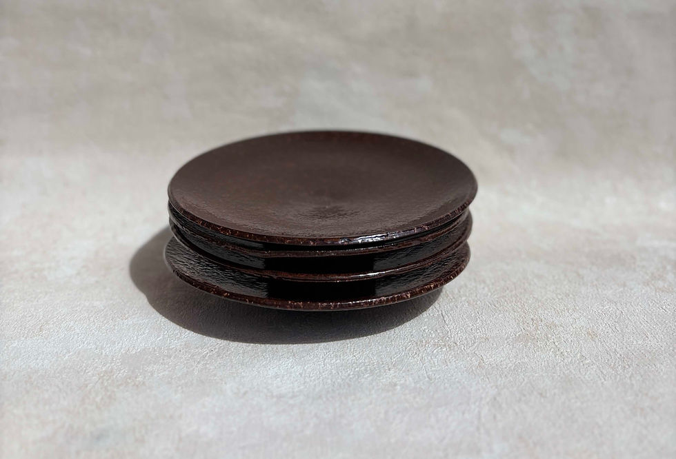 Thumbnail: Vintage Studio Pottery Stoneware, Brown Ceramic Dishes, Hand Thrown - Set of 4.Wabi sabi, boho decor. studio ceramics.