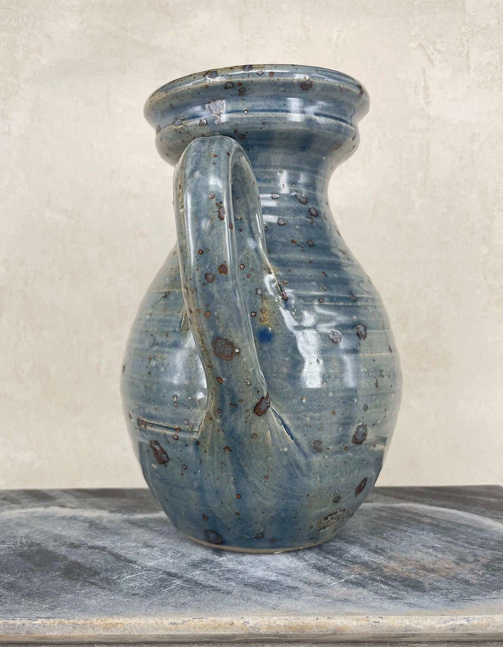Thumbnail: Retro Mid-Century Studio Jug in grey/ green mottled glaze finish signed by Guy Baudat