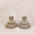 mid-century studio pottery, studio signed candle holders, retro candle holders, vintage style decor.
