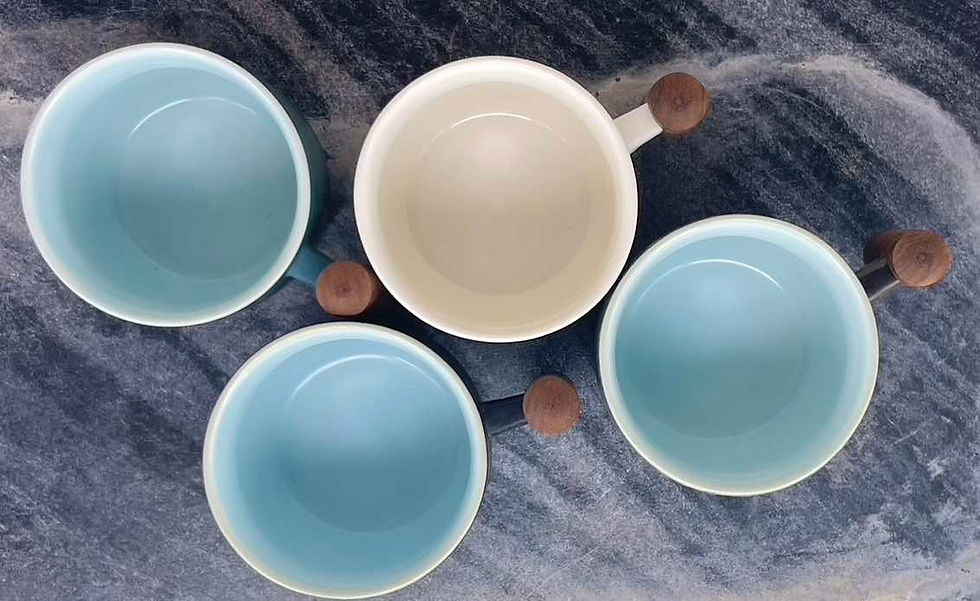 Thumbnail: Unique, one of a kind, espresso cup with earthy textured exterior and wooden handle ceramic mugs, contemporary interiors cups