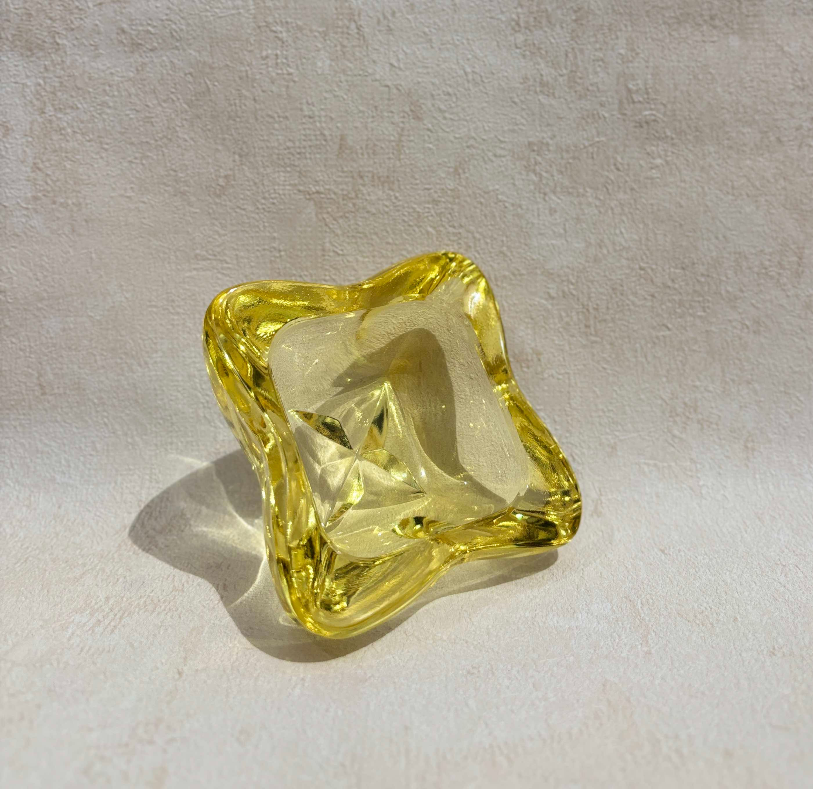 Vintage Czech Yellow Glass Ashtray , by Jablonecke Sklárny - 32735/85