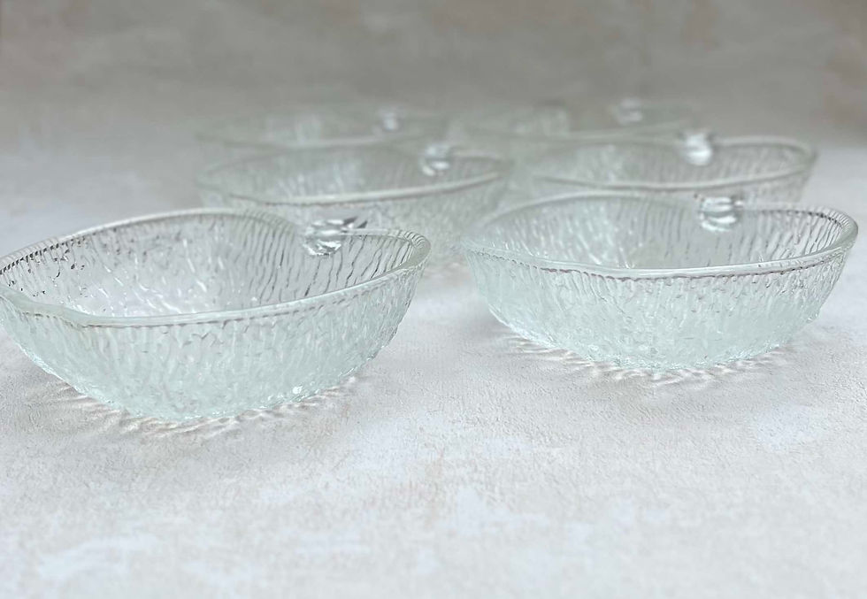 Thumbnail: Vintage Ravenhead , Siesta  Style Apple Glass Nesting Bowls - 7 Piece Set. vintgae glassware, retro decor.