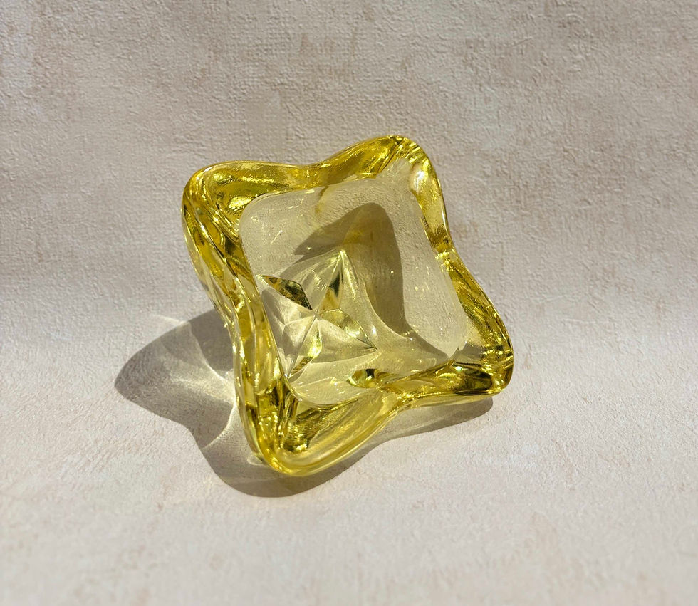 Thumbnail: Vintage Czech Yellow Glass  Ashtray , by Jablonecke Sklárny - 32735/85, 1960's glass,  collectable vintage glassware,