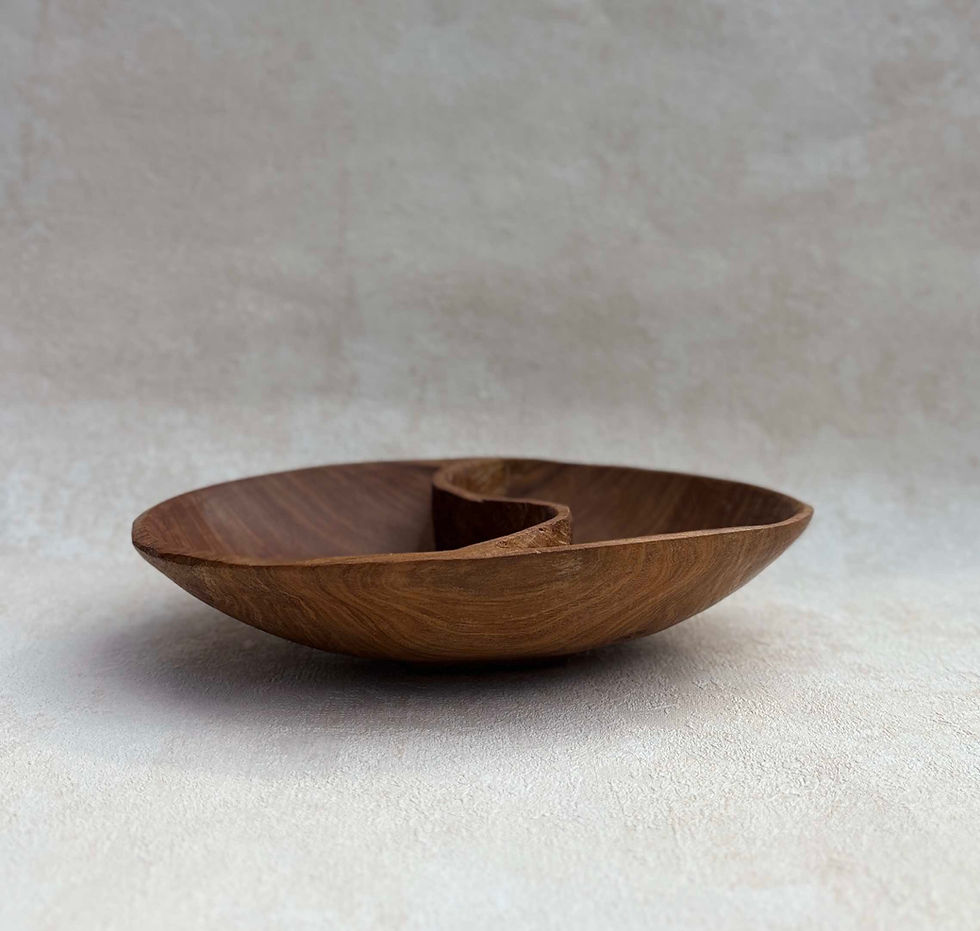 Thumbnail: Mid Century modern teak sculptural wooden bowls, carved teak bowls, rustic kitchen accessories, MCM tableware.