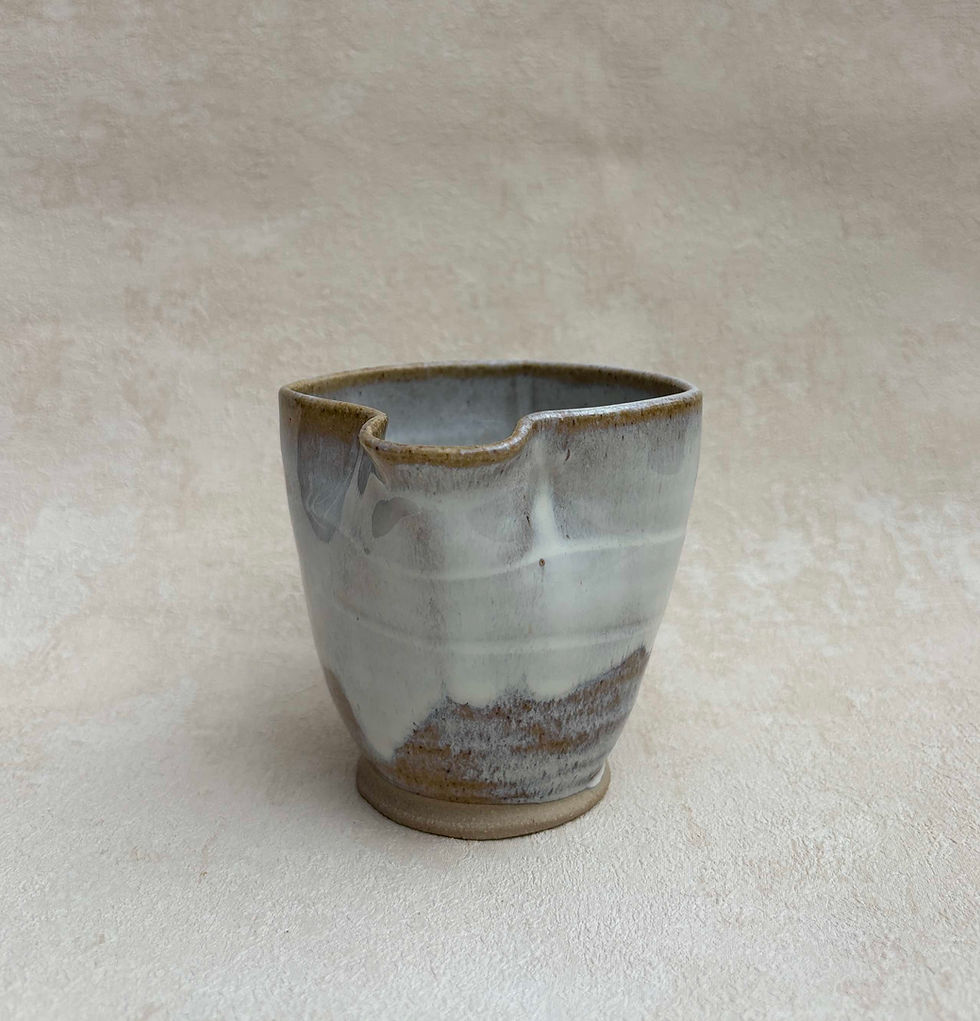 Thumbnail: Vintage Studio Pottery, Natural Stoneware Jug, White Glaze , modern rustic kitchen decor, signed studio jug.