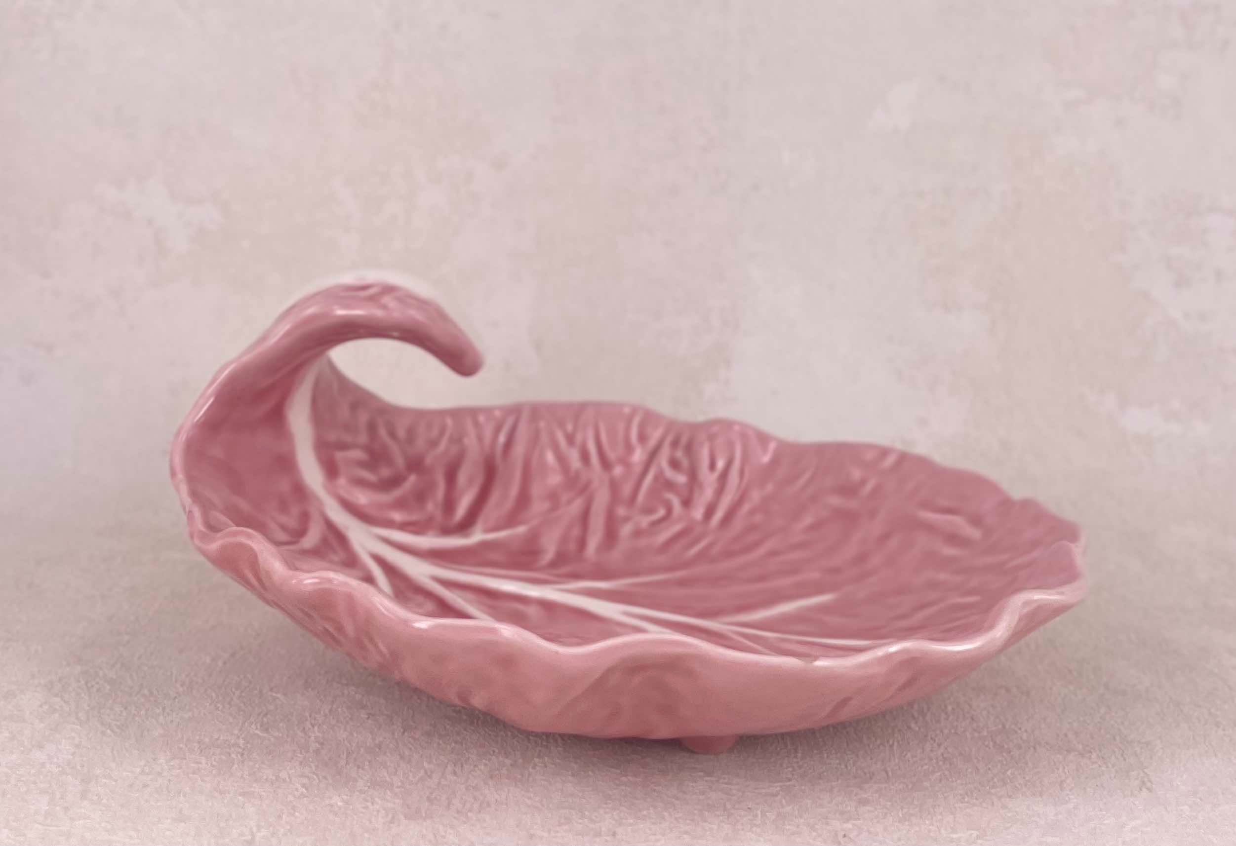 Vintage Bordallo Pinheiro Ceramic Cabbage Plate -Pink.