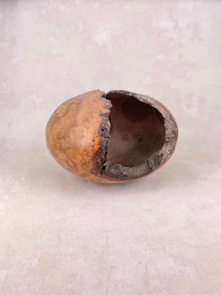 Thumbnail: wooden live edge sculpture / bowl signed. stunning, Rare live edge wooden sphere
