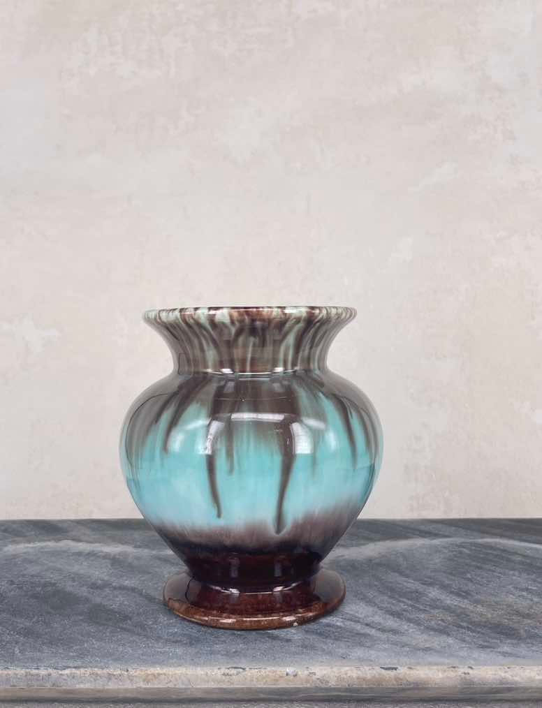Thumbnail: Turquoise Brown drip glaze collectable west Germany pottery retro decor mid-century 1960's Bay/ Carsten / Scheurich.
