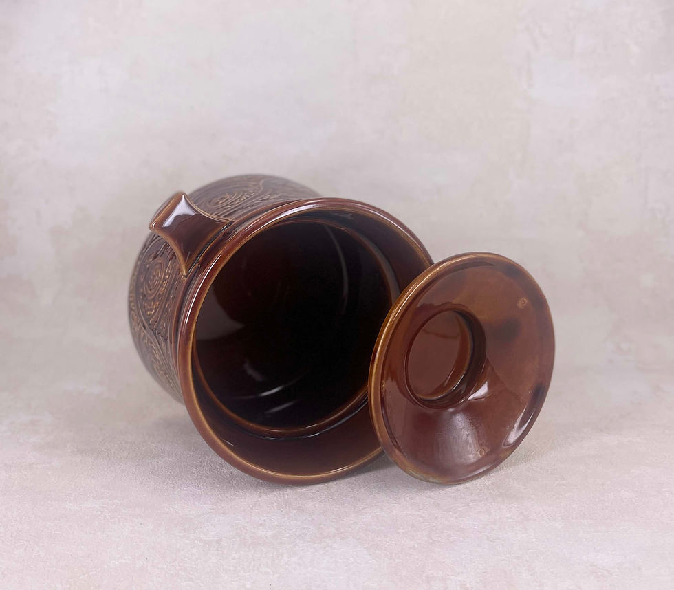 Thumbnail: vintage 1930's - 1950's Ellgreave Saxony brown certamic cooking pot,