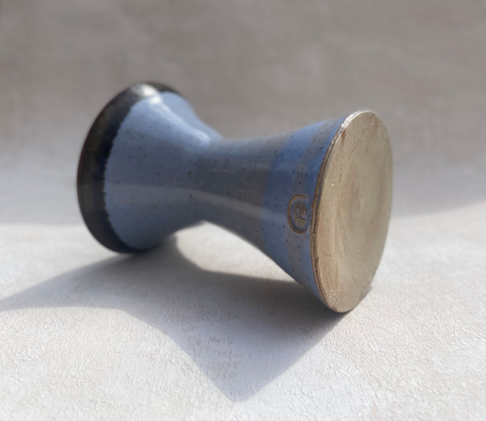 Thumbnail: Vintage Studio Pottery Vase, Blue Glaze - Signed, Scandinavian design, signed pottery, Japandi interiors