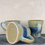 Thumbnail: Mid-century Cornish and St Ives traditional pottery, vintage uk ceramics, hand-thrown and hand-painted jug and matching mug.