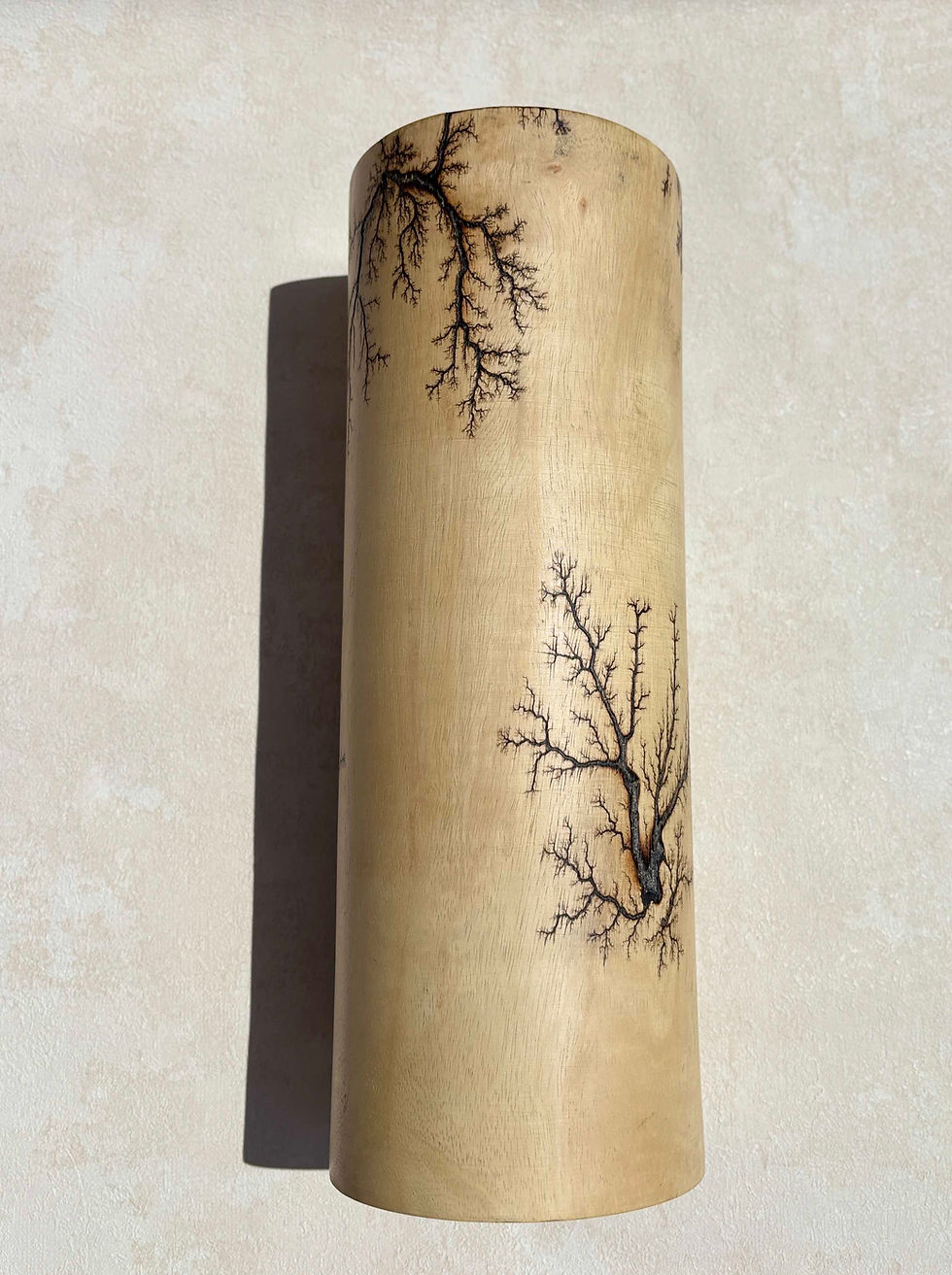Thumbnail: Vintage Thai Hand-Carved Wooden Floor Vase -Sculptural Vessel. Statement large Wooden Vase.