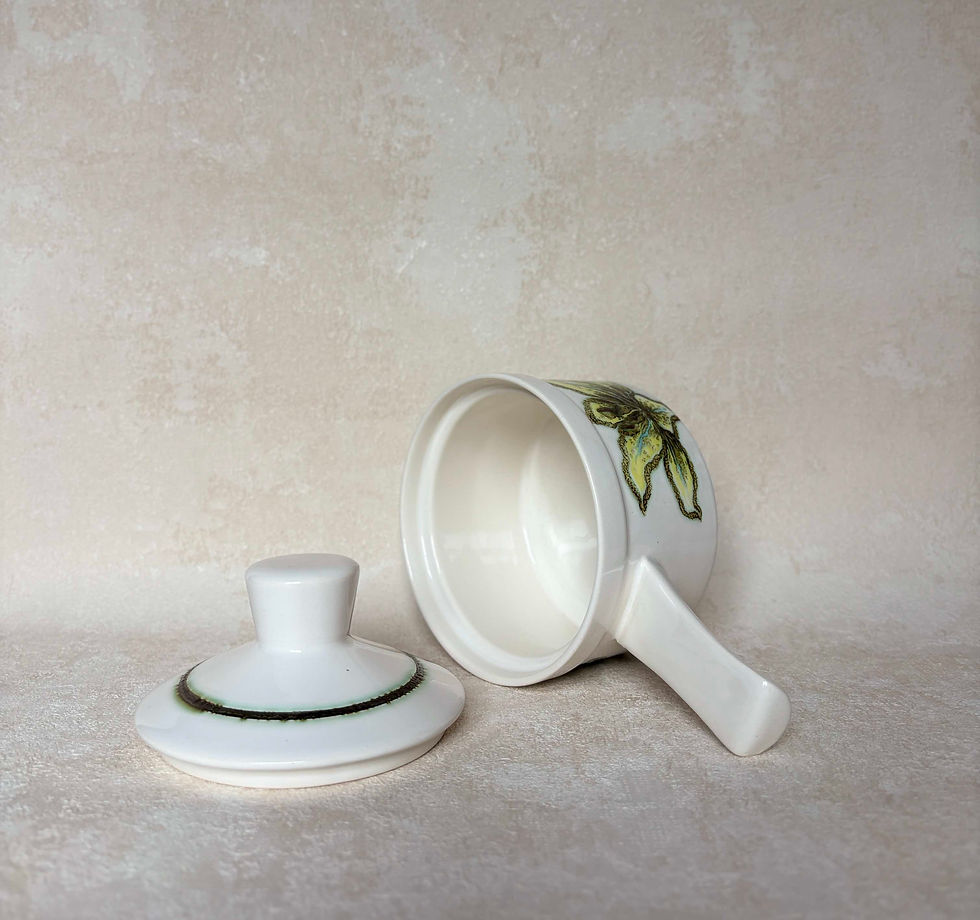 Thumbnail: Vintage Palissy Orchid Lidded Soup Bowls & Plates, vintage floral tableware, collectable Palissy Orchid set. 1970's kitchen.