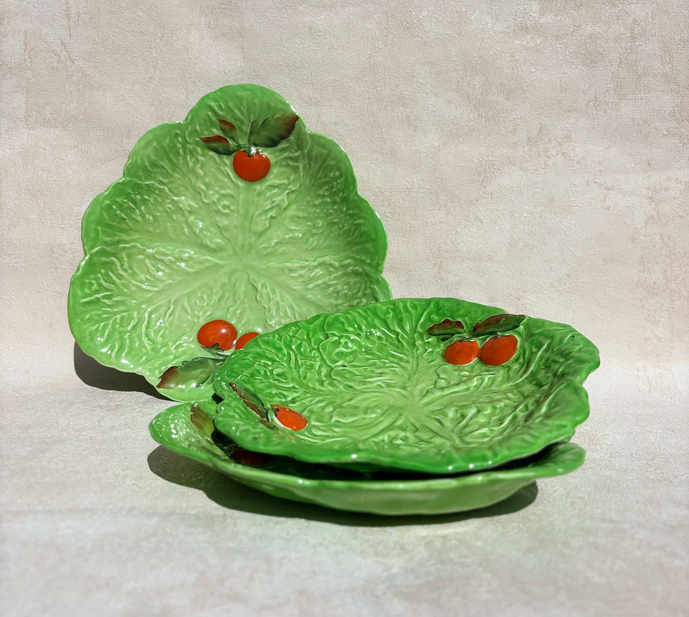 Vintage Carlton Ware Green Lettuce & Tomato Ceramic Serving Dishes - Set of 3. Lettuce ware, lettuce plates, lettuce dishes,
