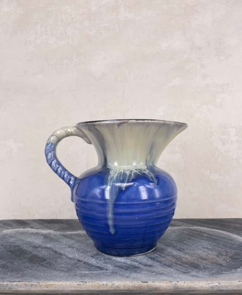 Thumbnail: c.1970's mid-century jug stamped and embossed, collectable vintage jug west german pottery / Bay/ Carstens, Grey & Blue.
