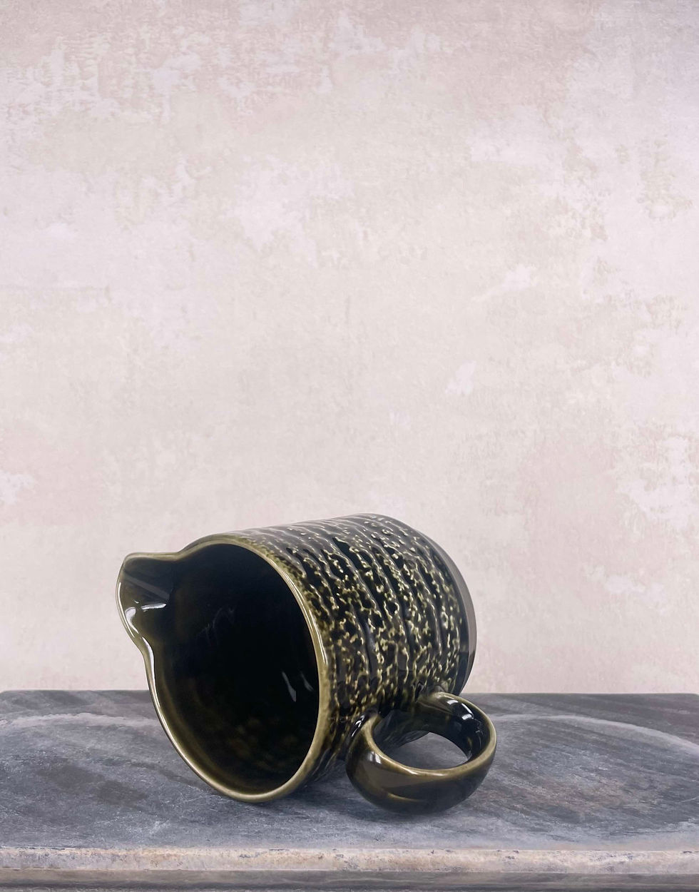 Vintage Withernsea deep green texturised heavy lava glazed jug, highly collectable circ.1960's - mid-century modern interiors