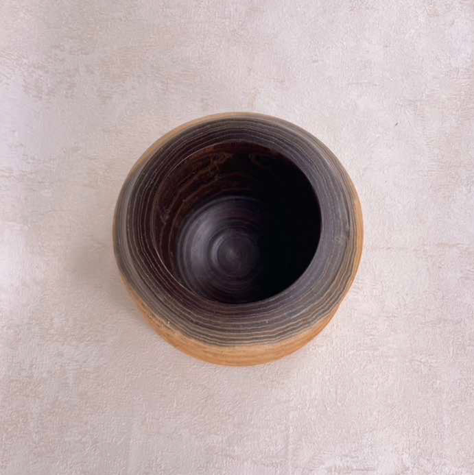 Thumbnail: Vintage retro bowl, artisan , wax finished wooden sculpture, bowl, rustic kitchen, contemporary modern living.