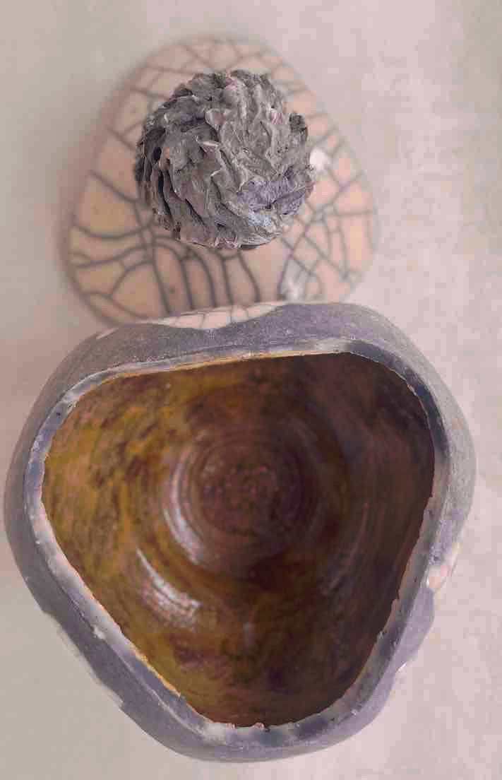 Thumbnail: Signed Raku Pottery, giftware studio ceramic raku signed by maker, collector raku lidded pot signed, vintage raku ceramics UK