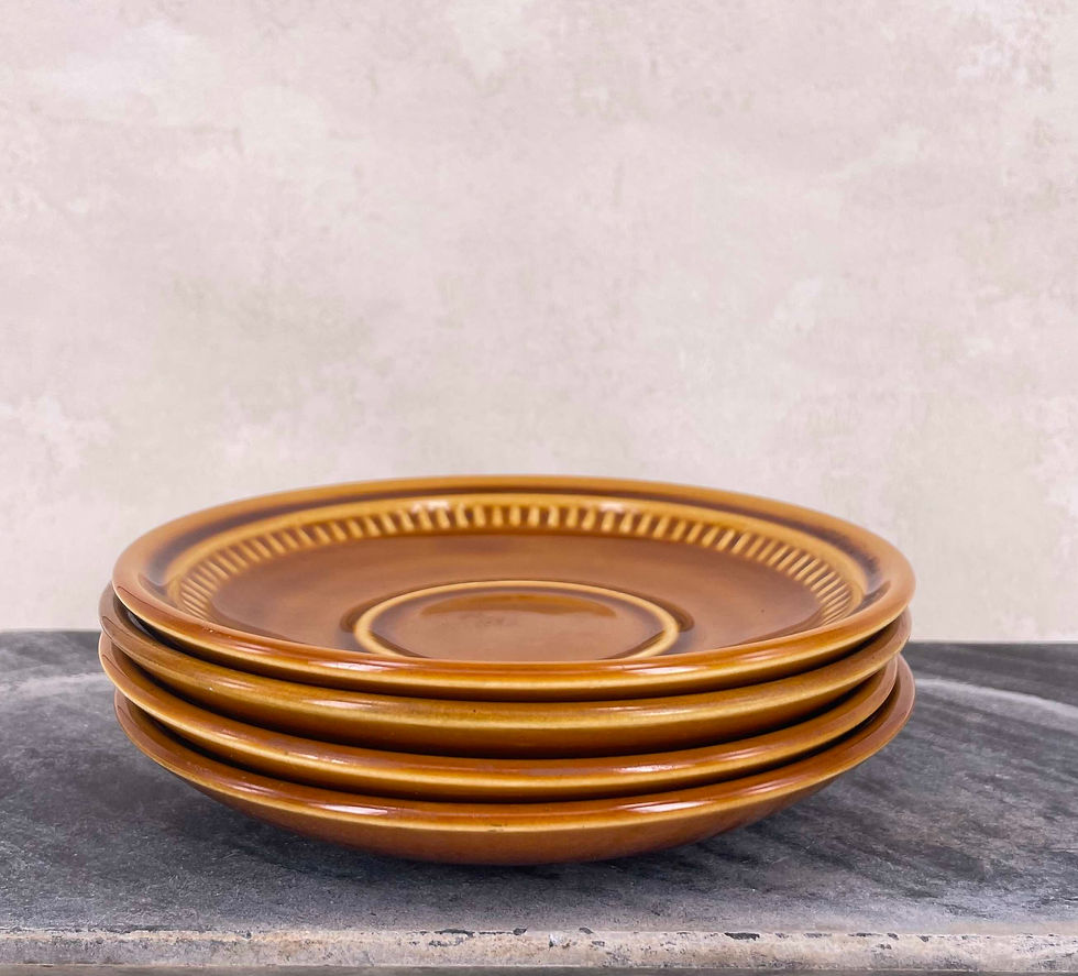 Thumbnail: Prinknash saucers & soup bowls matching mid century set C.1960's vintage kitchen Prinknash