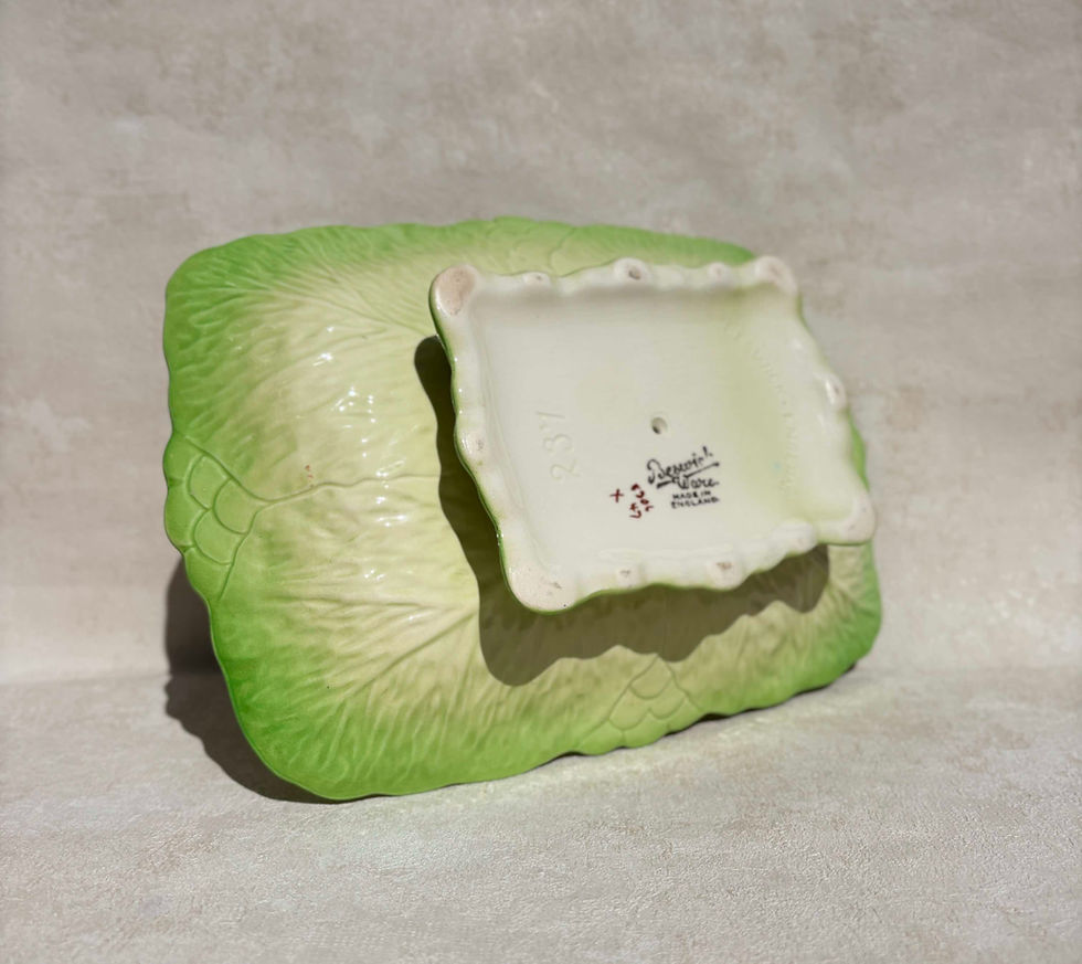 Thumbnail: Beswick Ware Ceramic Lettuce & Tomato Pedestal Server Dish - Signed 237. Carlton ware, cabbage leaf ceramics, collectable .