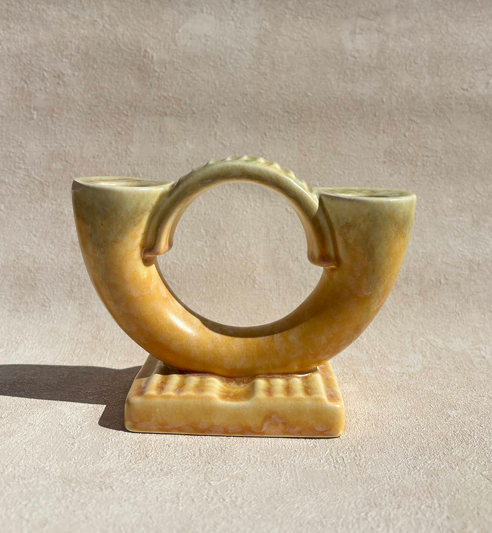 Thumbnail: Vintage Beswick Ware 423,Art Deco Ceramic Twin Candle Holder, Mottled Glaze, organic decor, modern interiors.