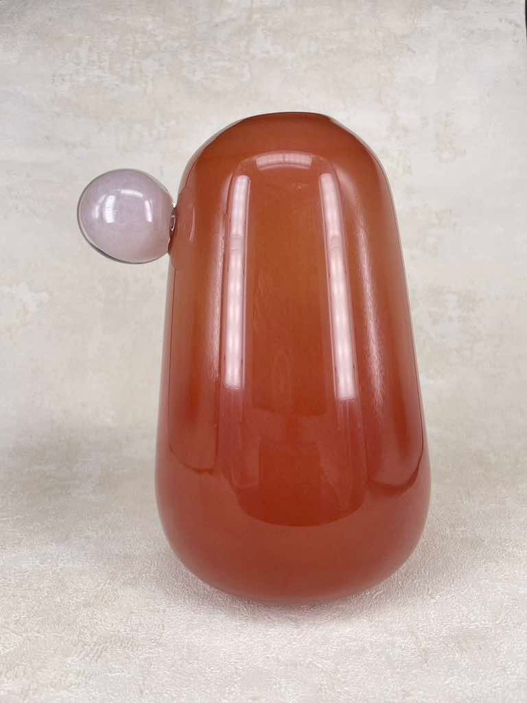 Thumbnail: Minimalistic decor vase for designer decorative open shelving, contemporary living interior design amber glass vase.