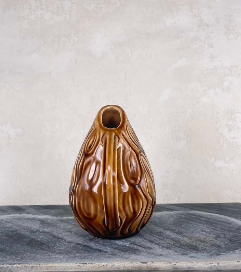 Thumbnail: Kilrush- style pottery, mid century Irish pottery Jug, decorative jug, deep brown textured glaze, highly collectable.