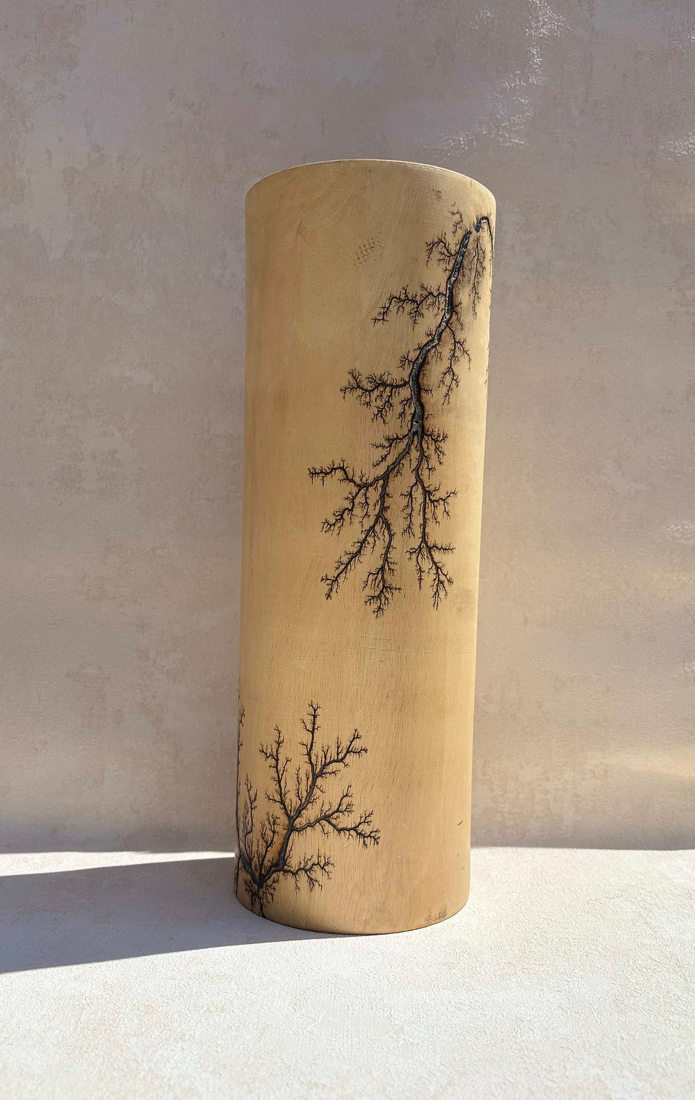 Thumbnail: Vintage Thai Hand-Carved Wooden Floor Vase -Sculptural Vessel. Contemporary interiors, organic wooden decor,