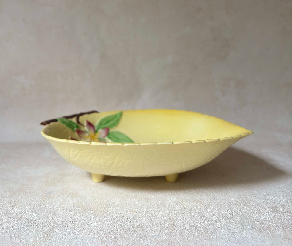 Vintage Carlton Ware Australian Design Wild Rose Raised Leaf Bowl - Stamped.Leaf dish, yellow ceramic, Cottagecore decor.
