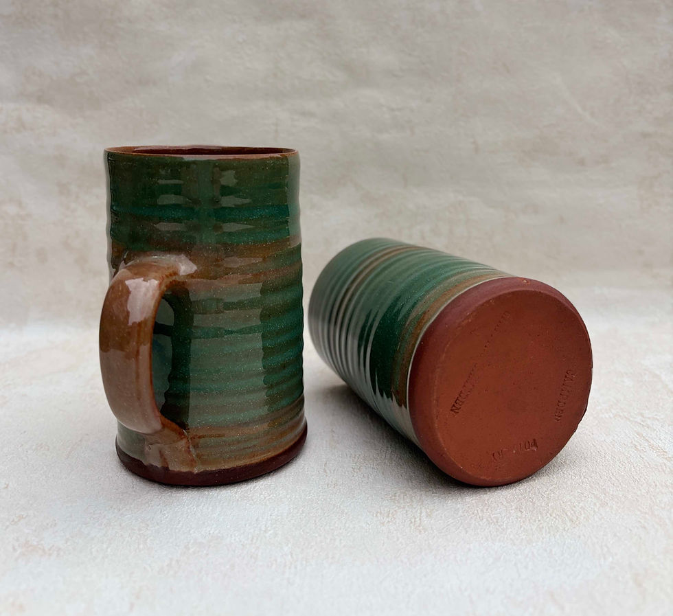 Thumbnail: Vintage Campden Pottery Ceramic Mugs, Hand Thrown Stoneware, Stamped - Set of 2. Scandinavian decor.