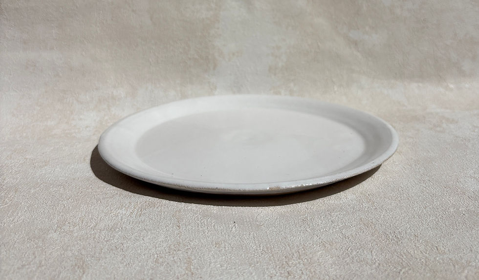 Thumbnail: Vintage Studio Pottery Stoneware White Glazed Plate -  Hand Thrown, artisan ceramics, wabi sabi decor, neutral decor.