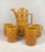 Eastgate Coffee pot and cups set, golden caramel, ochre, amber, glazed finish, Vintage 1950's.1960's1970's - Retro tea coffee