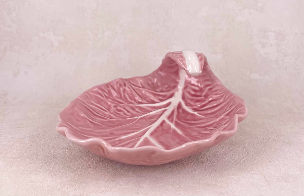 Thumbnail: Vintage Bordallo Pinheiro Ceramic Cabbage Plate - Pink authentic ceramic Portuguese pottery