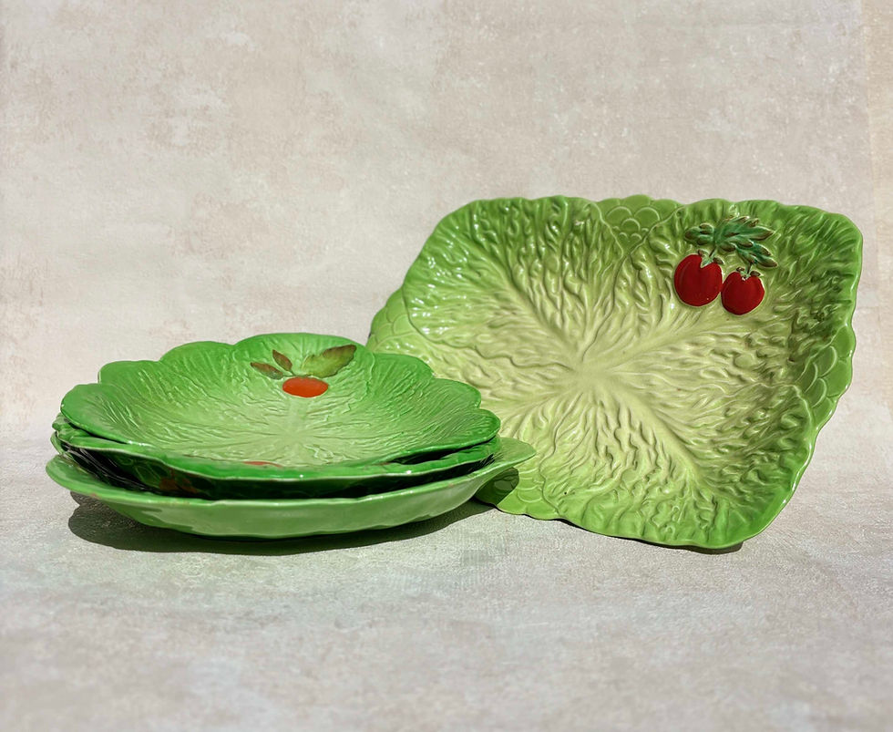 Thumbnail: Beswick Ware Ceramic Lettuce & Tomato Pedestal Server Dish - Signed 237. Vintage Carlton Ware - Cottagecore decor.