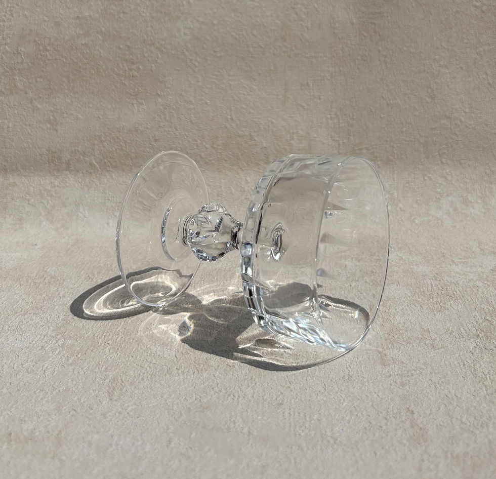 Thumbnail: Vintage French Cristal d'Arques Crystal Stemmed Dessert Glasses, vintage glassware, crystal stemware.