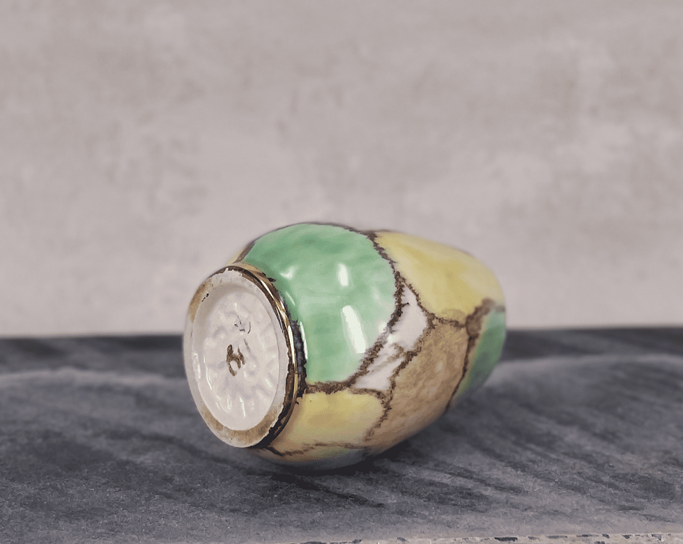 Thumbnail: West Germany pottery Bay Keramik 548 abstract multi coloured rare vase. gilded top and bottom.