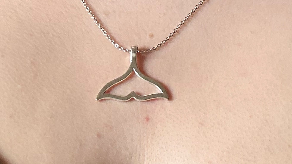 Thumbnail: Silver outline whale tail necklace 