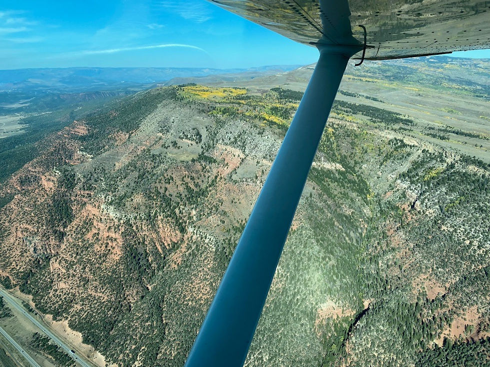 Coming over the Flattops and approaching the Eagle County Airport from the north. I-70 is directly below.