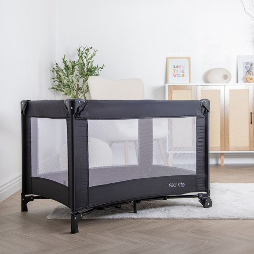 Sleeptight Travel Cot Black Red Kite