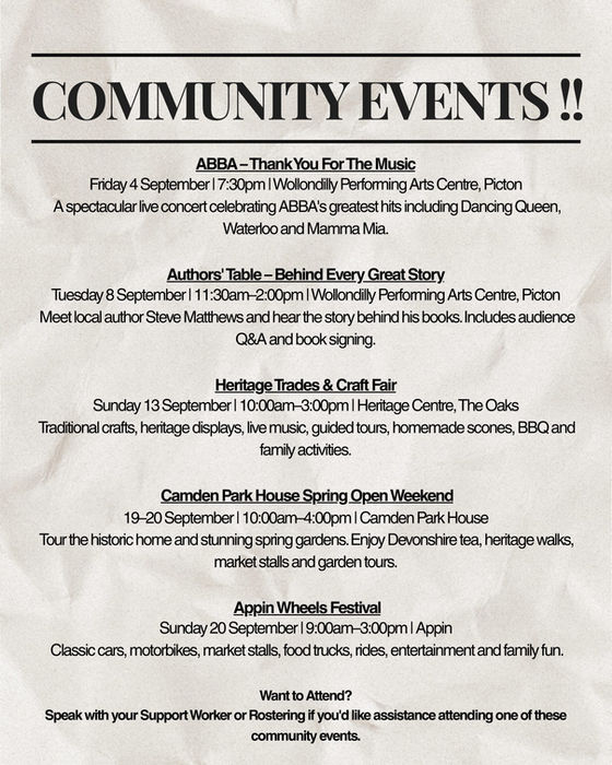 Community events in September: ABBA, an author talk, a craft fair and more