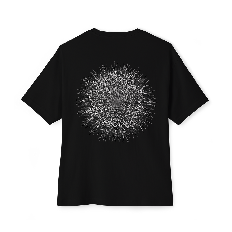 Black tee back lay massive abstract organic monochrome structure back graphic print