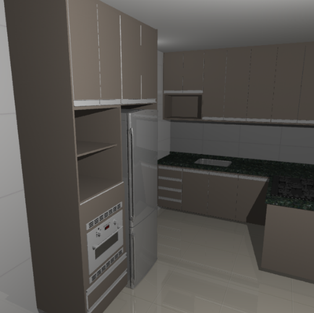 Armarios de cozinha planejados. Projeto cozinha planejada. MDF gianduia trama